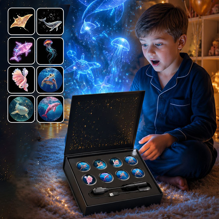 Comauo™ – Ozean & Sternenhimmelprojektor: Ultra-HD 3D-Hologrammprojektion. In nur 1 Sekunde haben Sie Ihr eigenes, täuschend echtes Aquarium!