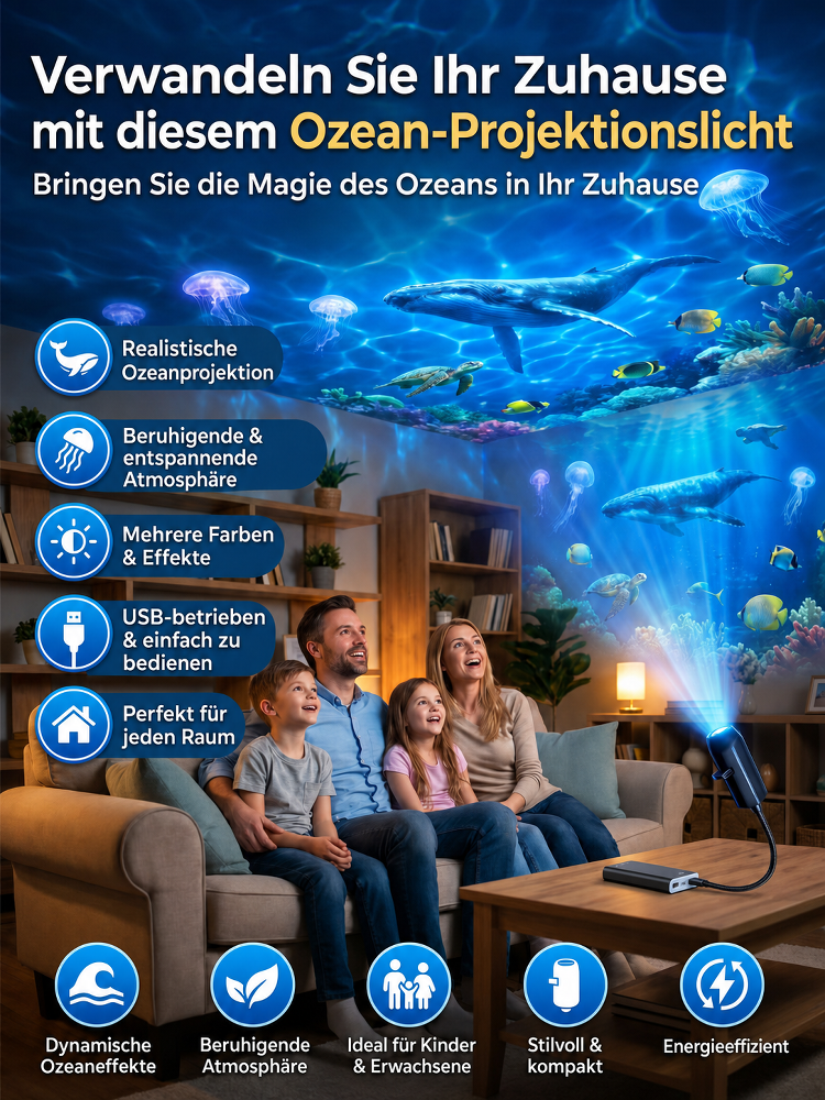 Comauo™ – Ozean & Sternenhimmelprojektor: Ultra-HD 3D-Hologrammprojektion. In nur 1 Sekunde haben Sie Ihr eigenes, täuschend echtes Aquarium!