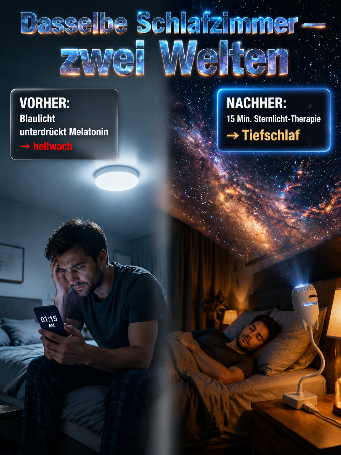 Comauo™ Sternenhimmel-Projektor Nachtlicht: In nur 1 Sekunde verwandelt sich jeder Raum in eine romantische Galaxie!