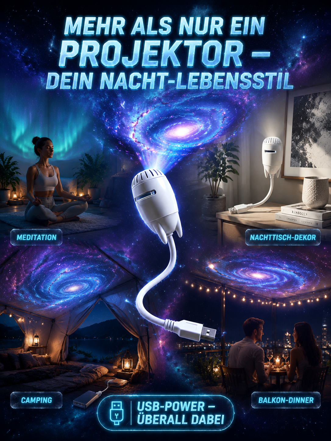 Comauo™ Sternenhimmel-Projektor Nachtlicht: In nur 1 Sekunde verwandelt sich jeder Raum in eine romantische Galaxie!