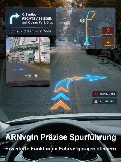 Kein Fahrzeugwechsel nötig – GPS, Geschwindigkeit, Warnungen & Handy-Inhalte im Blickfeld | Auto-HD-HUD-Head-up-Display