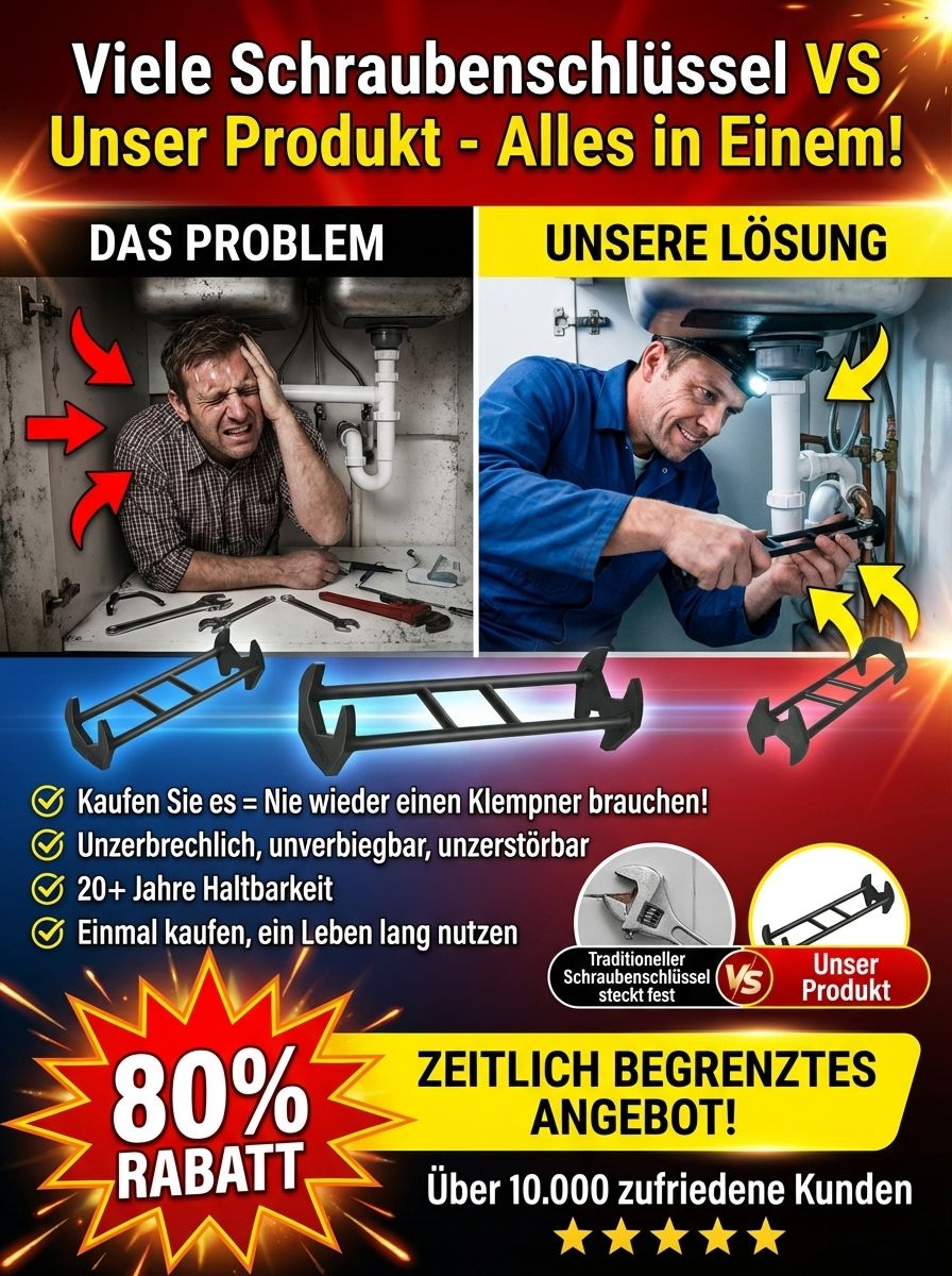 【Kein Werkzeugwechsel nötig】Mehrzweck-Waschbecken-Schlüssel | Lösen Sie Probleme in 3 Minuten statt 3 Stunden‼️