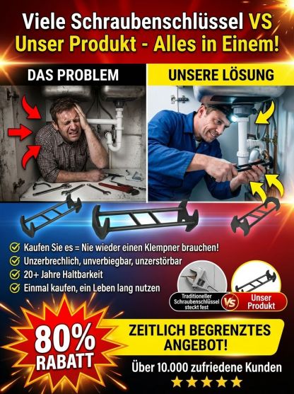 【Kein Werkzeugwechsel nötig】Mehrzweck-Waschbecken-Schlüssel | Lösen Sie Probleme in 3 Minuten statt 3 Stunden‼️