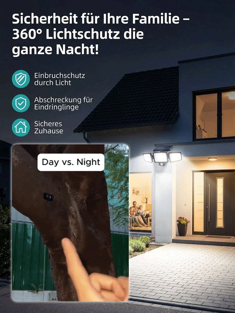 100% Kabellos & Kostenfrei: Sparen Sie sich jeden Cent Stromkosten! Solar-Wandleuchte für den Hof