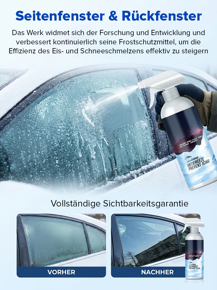 Eis weg in 3 Sekunden – Ohne Kratzen, Ohne Warten! Autoschnee- und Eisentferner-Spray. Wirksam bis zu −45 °C!
