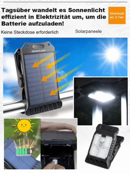 【Ganzjährig Gratis Licht】Solarbetriebene Sensor-Außenklemmlampe