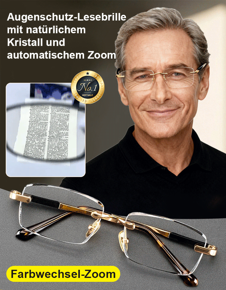 Keine Sehprüfung erforderlich; passt sich automatisch an Ihre Sehstärke von -7 bis +7 an. Augenpflege-Naturkristall-Autofokus-Lesebrille