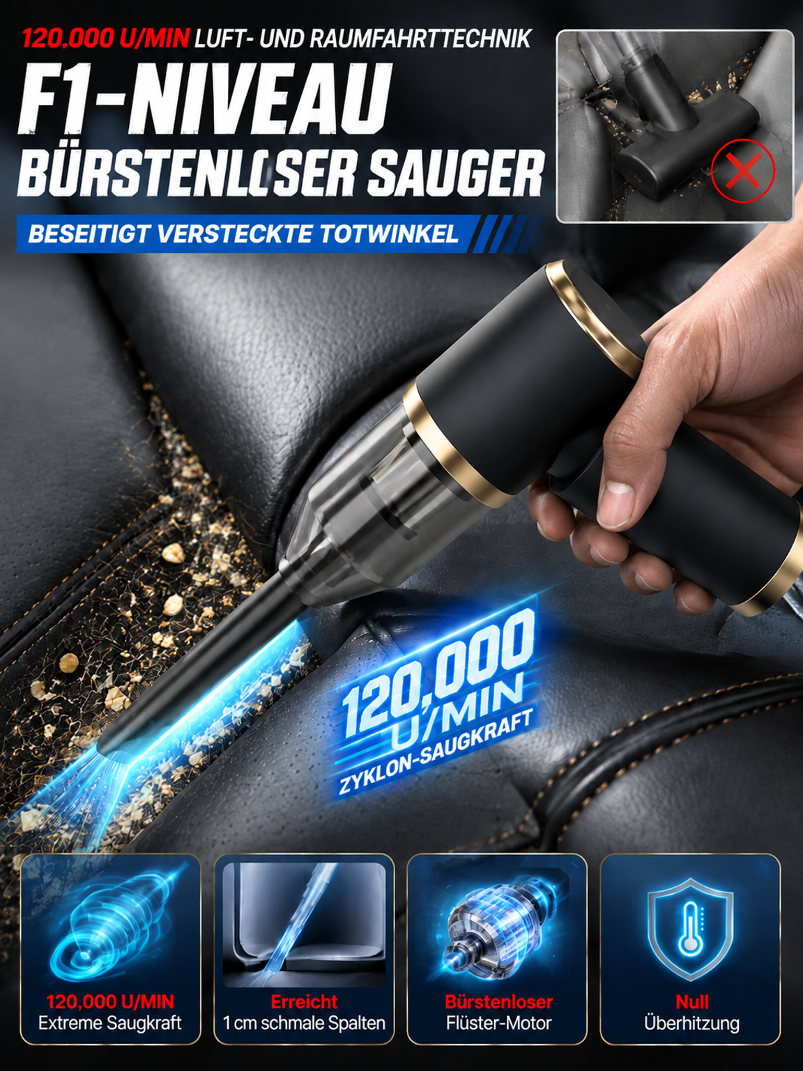 Tragbarer Auto-Fugenstaubsauger : Pusten, saugen, aufpumpen, entlüften! Ein Gerät für all deine täglichen Bedarfe!