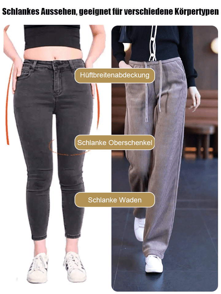 Extremwärme bis -40 °C: Innen mit feinster australischer Merino-Wolle – Elastische Cordhose mit Bund