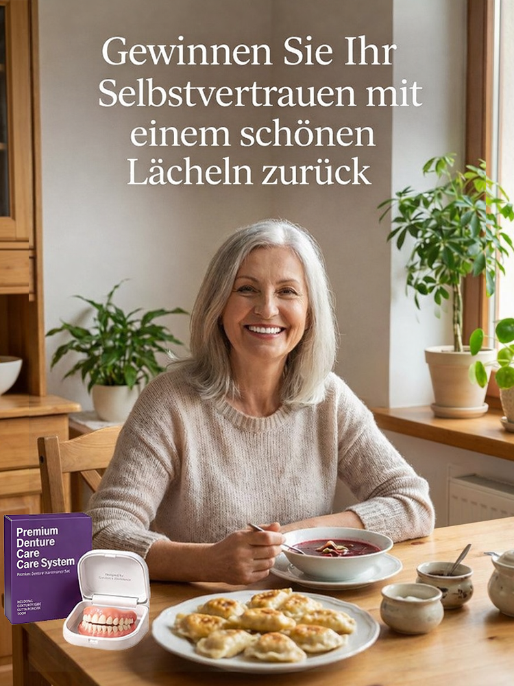 In Sekunden angelegt, sofort ein perfektes Lächeln. Medizinische Zahnprothesen-Set für Krankenhäuser