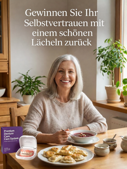 In Sekunden angelegt, sofort ein perfektes Lächeln. Medizinische Zahnprothesen-Set für Krankenhäuser