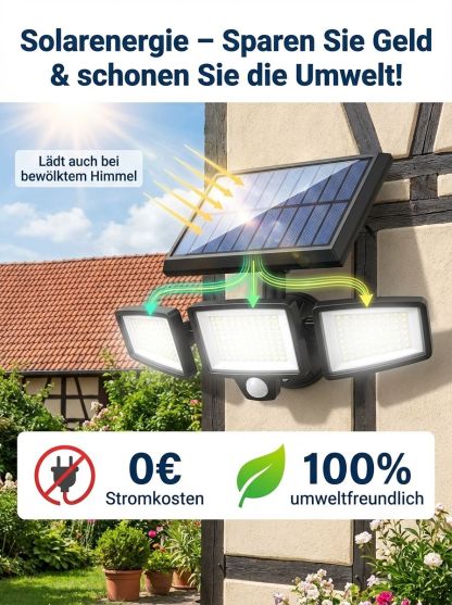 100% Kabellos & Kostenfrei: Sparen Sie sich jeden Cent Stromkosten! Solar-Wandleuchte für den Hof