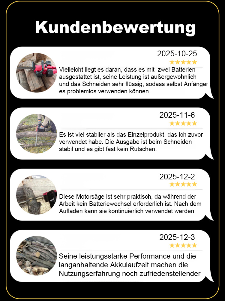 Durchtrennt 80-cm-Baumstämme in 3 Sekunden! Hochleistungs-Elektro-Kettensäge für Holzarbeiten