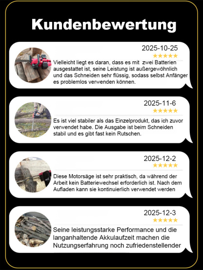 Durchtrennt 80-cm-Baumstämme in 3 Sekunden! Hochleistungs-Elektro-Kettensäge für Holzarbeiten