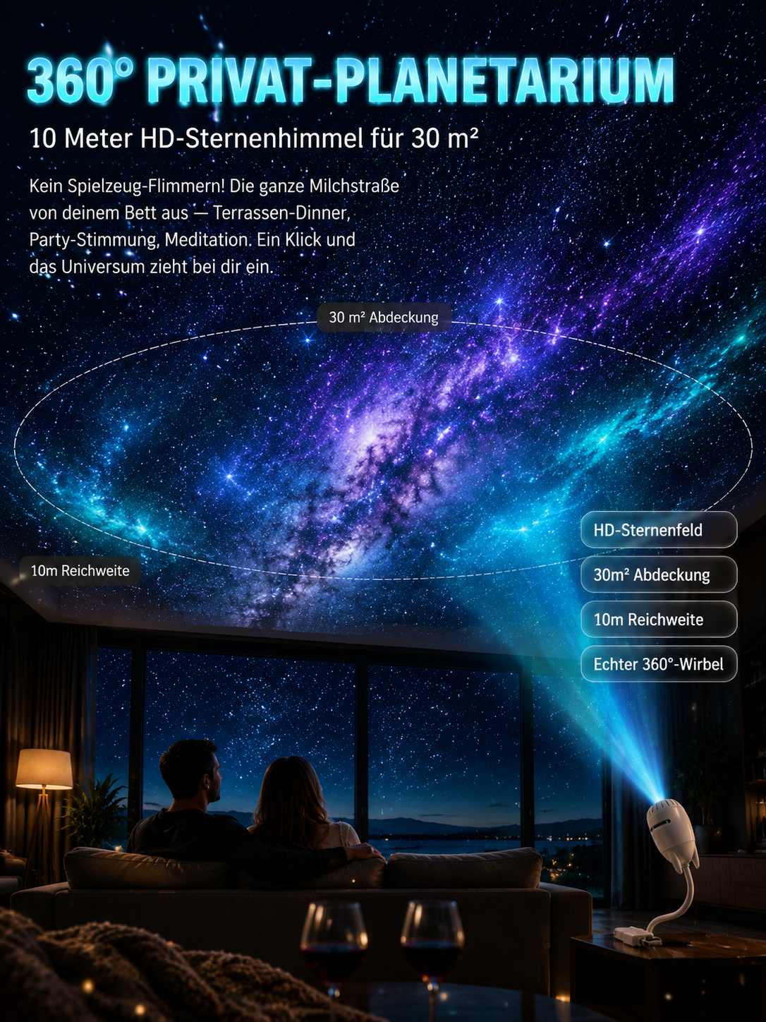 Comauo™ Sternenhimmel-Projektor Nachtlicht: In nur 1 Sekunde verwandelt sich jeder Raum in eine romantische Galaxie!