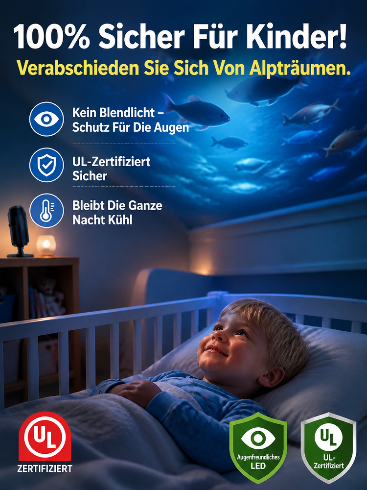 Comauo™ – Ozean & Sternenhimmelprojektor: Ultra-HD 3D-Hologrammprojektion. In nur 1 Sekunde haben Sie Ihr eigenes, täuschend echtes Aquarium!