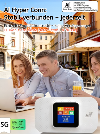 Kein Vertrag, 0 €/Monat! KI schützt vor Fremdzugriff. 5G Tragbares WLAN für über 200 Länder