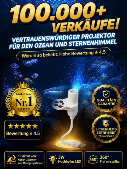 Comauo™ – Ocean & Galaxy Projektor: Ultra-HD 3D-Projektionstechnik für dein Zuhause & Auto – in nur 1 Sekunde ein echtes Aquarium!