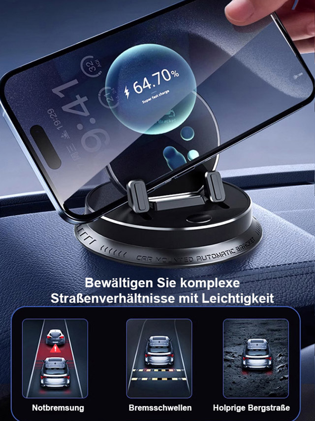 400% Schnelleres Laden [AI Intelligent Sensing – 1 Sekunde fixiert] Multifunktionaler Handyhalter