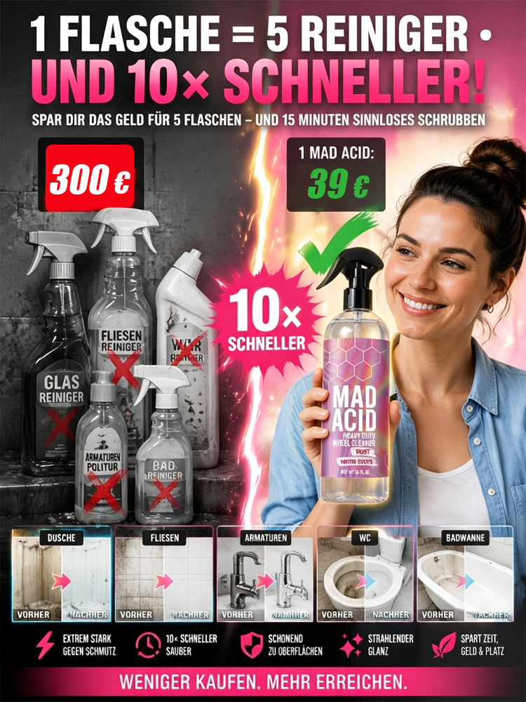 In 10 Sekunden strahlend sauber – Ganz ohne Schrubben! Multifunktionaler Badezimmer-Kalkreiniger-Spray
