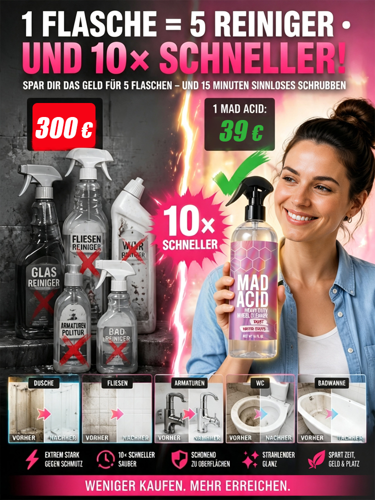 In 10 Sekunden strahlend sauber – Ganz ohne Schrubben! Multifunktionaler Badezimmer-Kalkreiniger-Spray