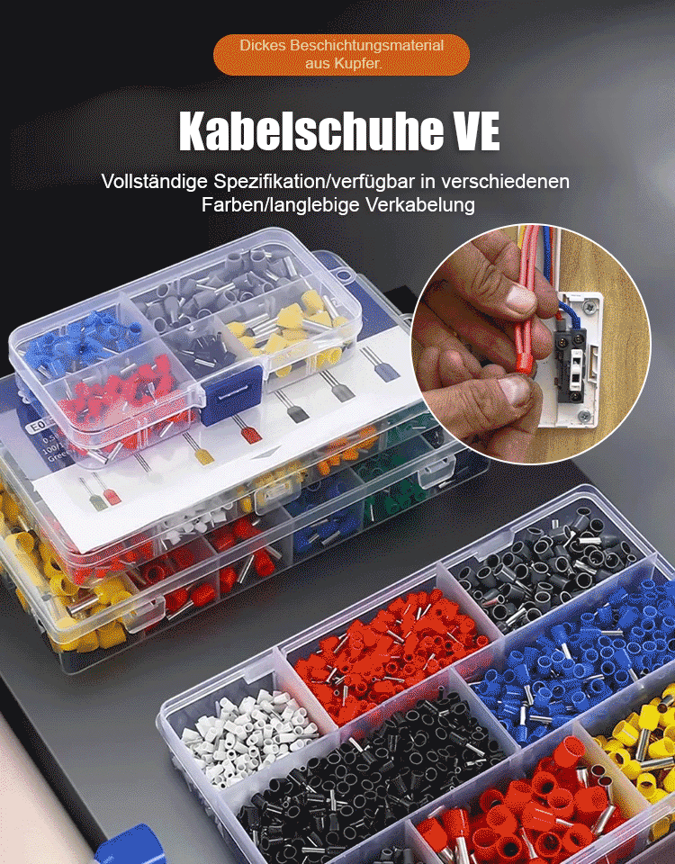 Alles in einer Box – für jede Anwendung【800 Stück】Kaufen Sie Kabelschuhe, erhalten Sie eine Zange gratis