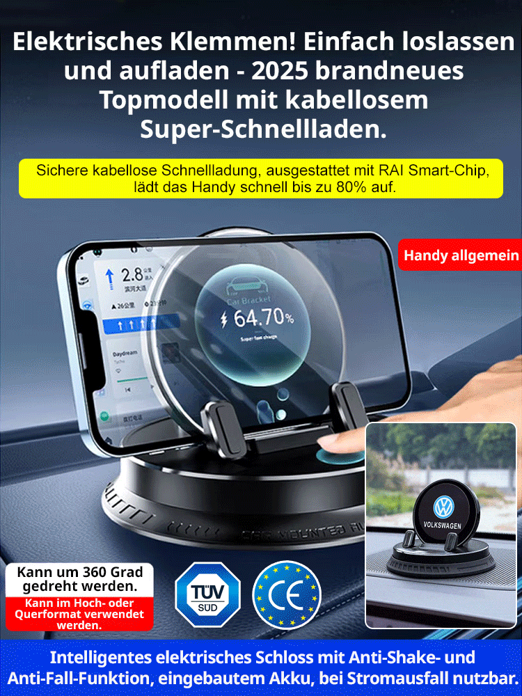400% Schnelleres Laden [AI Intelligent Sensing – 1 Sekunde fixiert] Multifunktionaler Handyhalter