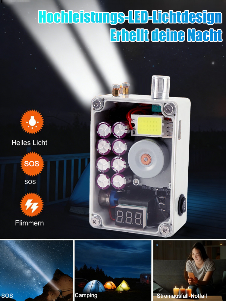 🌟3-in-1 Funktion: Beleuchtung + Powerbank + Feuerzeug. [Unverzichtbar für Notfälle nach Katastrophen] Notstromversorgung für den Außenbereich