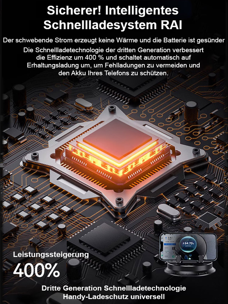 400% Schnelleres Laden [AI Intelligent Sensing – 1 Sekunde fixiert] Multifunktionaler Handyhalter