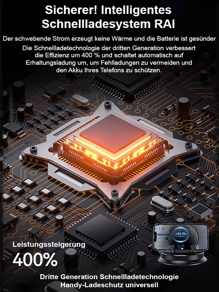 400% Schnelleres Laden [AI Intelligent Sensing – 1 Sekunde fixiert] Multifunktionaler Handyhalter