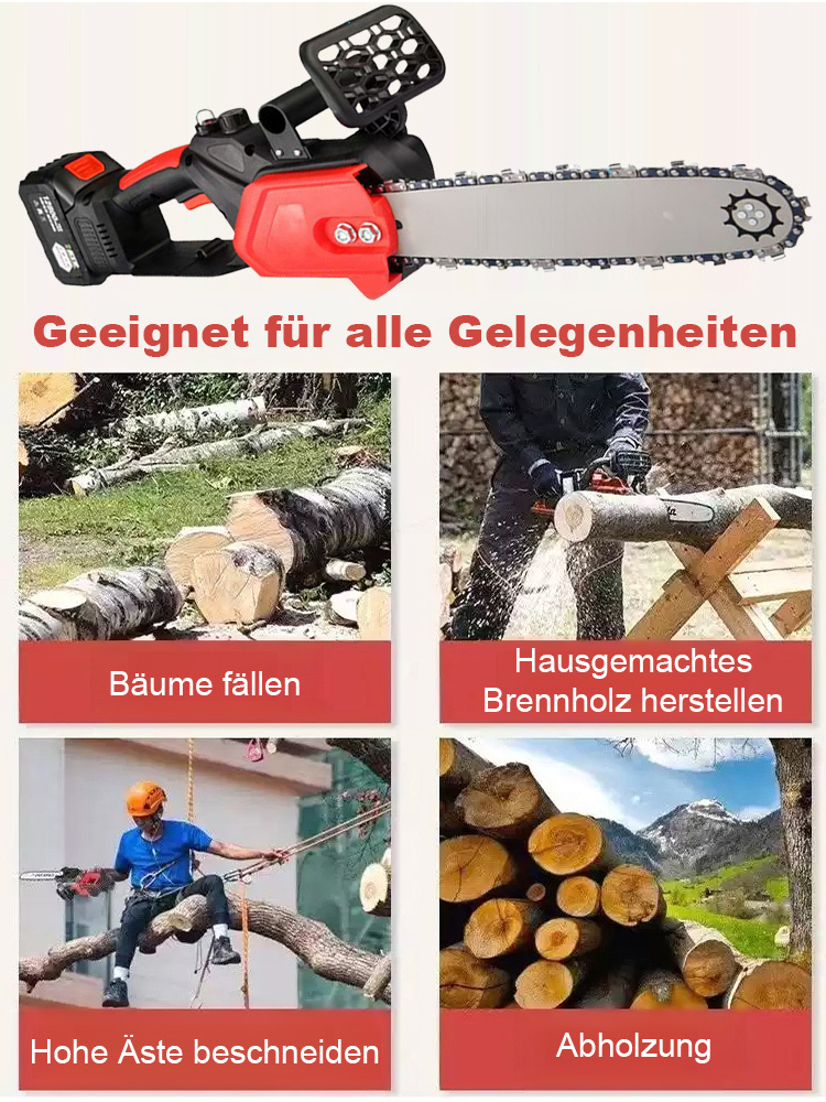 Durchtrennt 80-cm-Baumstämme in 3 Sekunden! Hochleistungs-Elektro-Kettensäge für Holzarbeiten