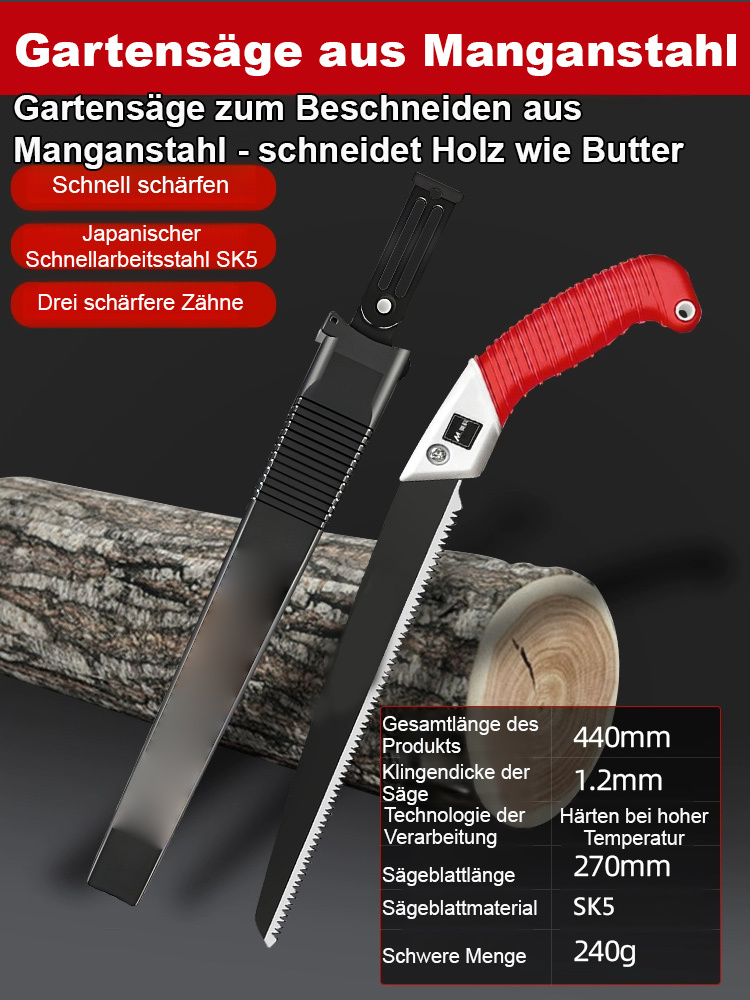 10-cm-Stamm in 1 Sekunde durchgesägt!【Holz sägen wie durch Schlamm】 Manganstahl-Gartenschere