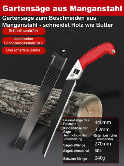 10-cm-Stamm in 1 Sekunde durchgesägt!【Holz sägen wie durch Schlamm】 Manganstahl-Gartenschere