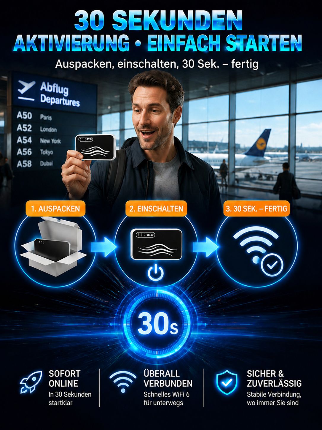 [Keine SIM-Karte & keine Konfiguration] Tragbares WLAN 🔥 Für immer 0 € Monatstarif! 🔥