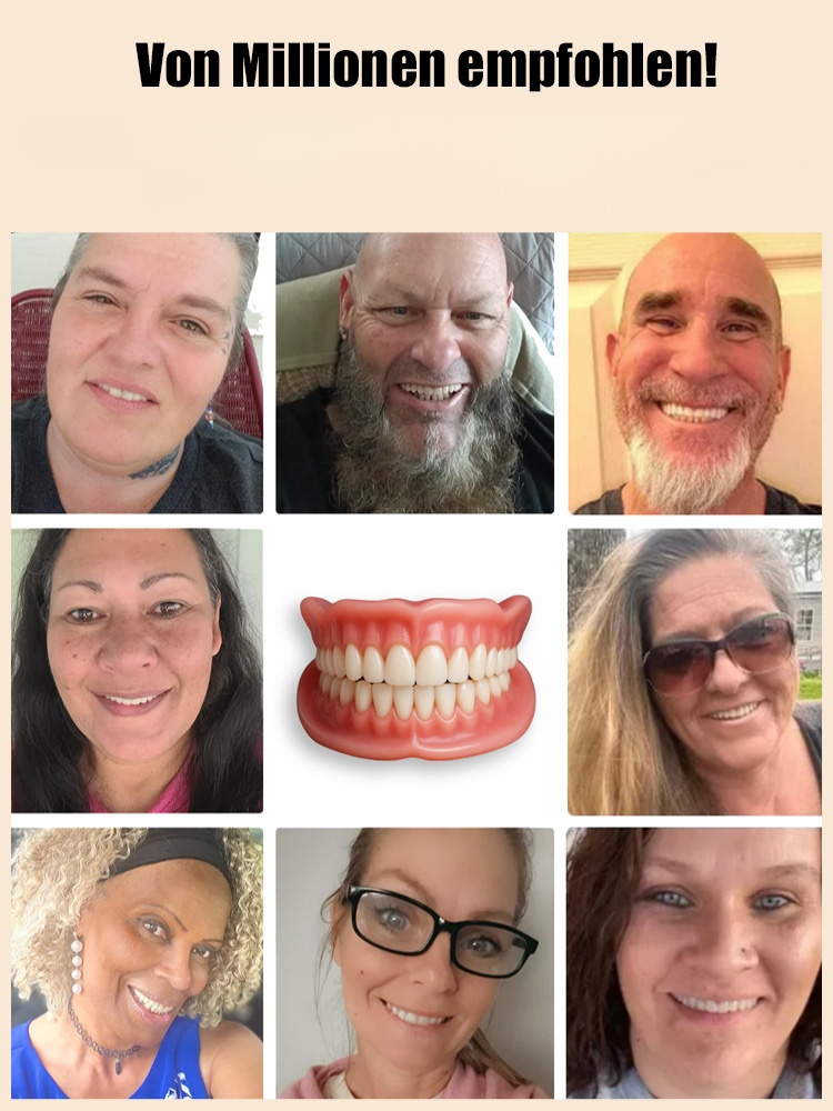 Ohne Kleber, Zahnarzt oder Termin! | In 1 Min. perfekt sitzend【Inklusive tragbarem Zahnersatzbehälter】Zahnersatz, der Ihr Lächeln wiederherstellt