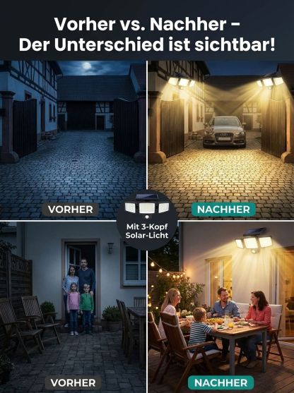 100% Kabellos & Kostenfrei: Sparen Sie sich jeden Cent Stromkosten! Solar-Wandleuchte für den Hof