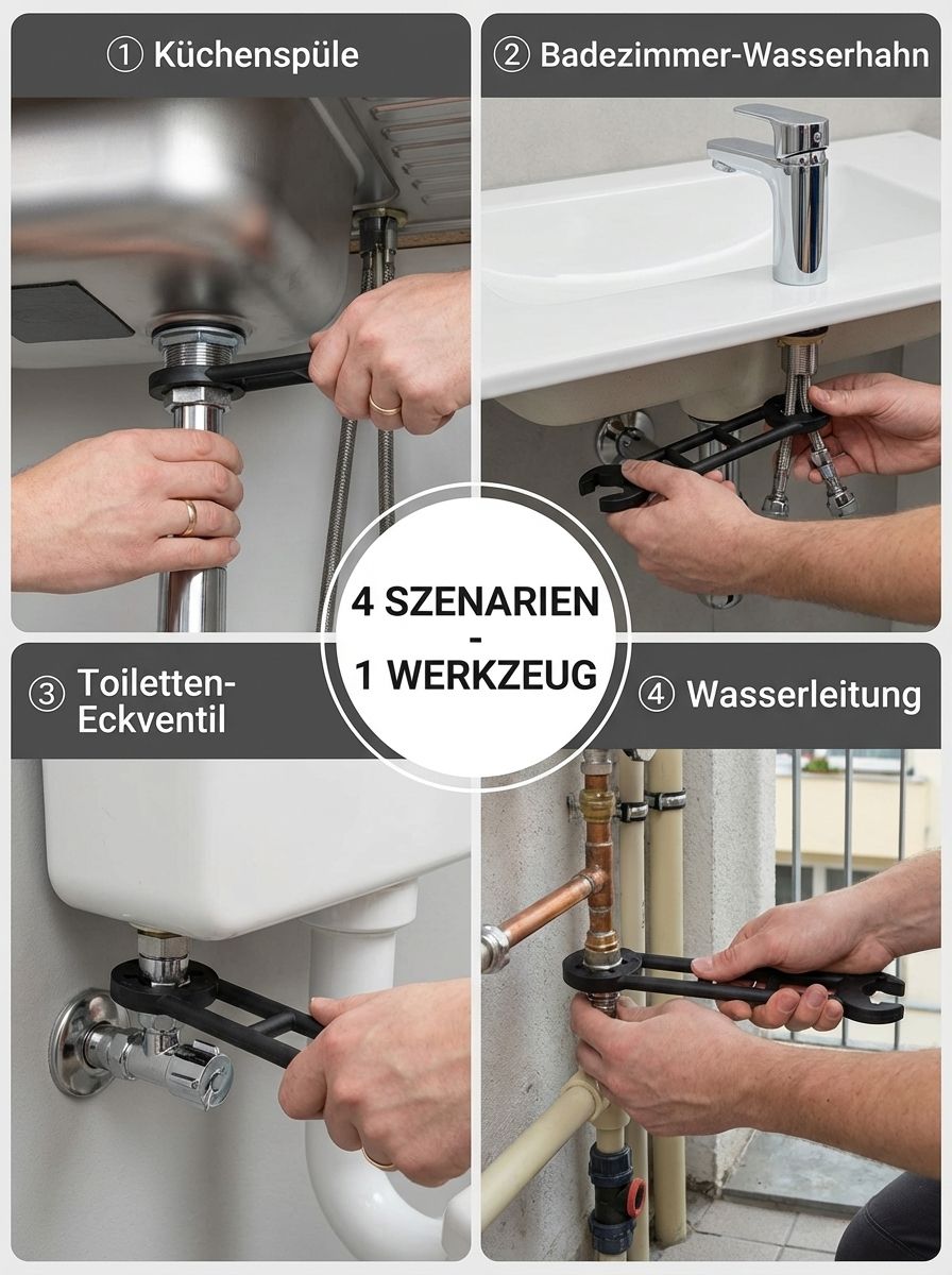 【Kein Werkzeugwechsel nötig】Mehrzweck-Waschbecken-Schlüssel | Lösen Sie Probleme in 3 Minuten statt 3 Stunden‼️