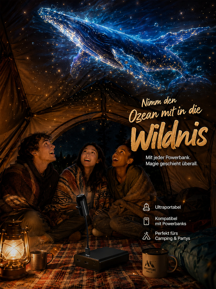 Comauo™ – Ozean & Sternenhimmelprojektor: Ultra-HD 3D-Hologrammprojektion. In nur 1 Sekunde haben Sie Ihr eigenes, täuschend echtes Aquarium!