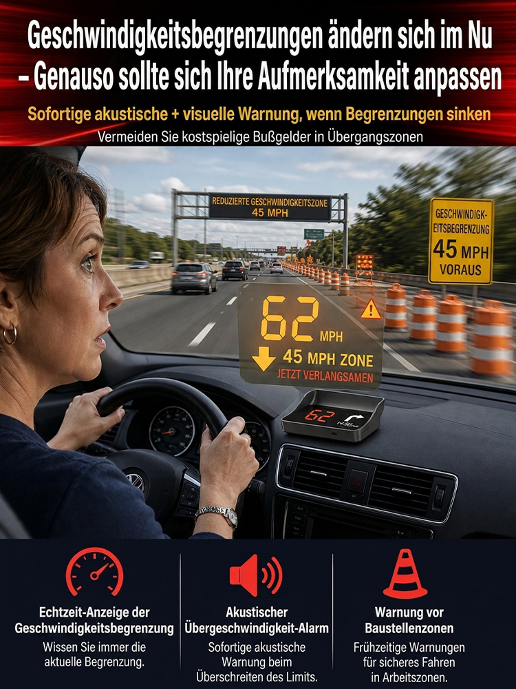 In nur 1 Sekunde wird jedes Fahrzeug zum KI-Navi!【Smartes Beifahrer-HUD】Passt perfekt in jedes Auto – egal ob PKW, SUV, Pick-up oder Camper! 