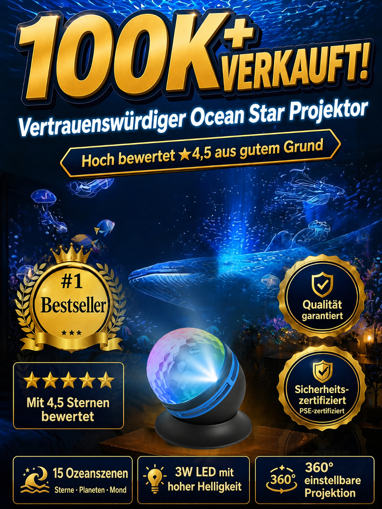 Topacme™ – Ocean & Galaxy Projektor: Ultra-HD 3D-Projektionstechnik für dein Zuhause & Auto – in nur 1 Sekunde ein echtes Aquarium!