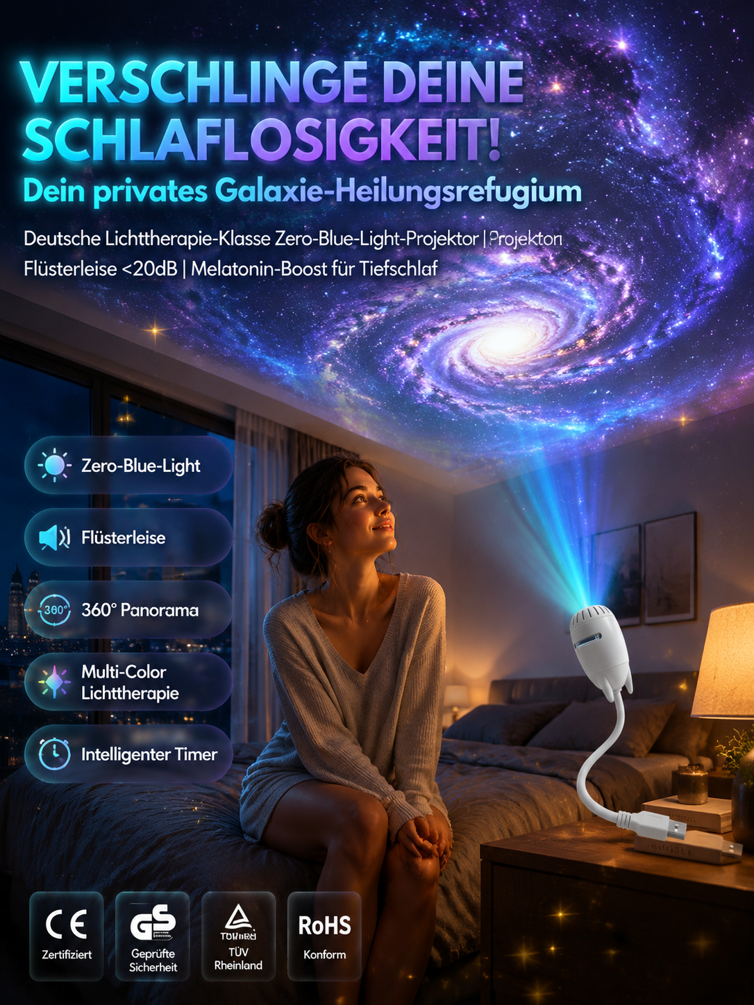 Comauo™ Sternenhimmel-Projektor Nachtlicht: In nur 1 Sekunde verwandelt sich jeder Raum in eine romantische Galaxie!