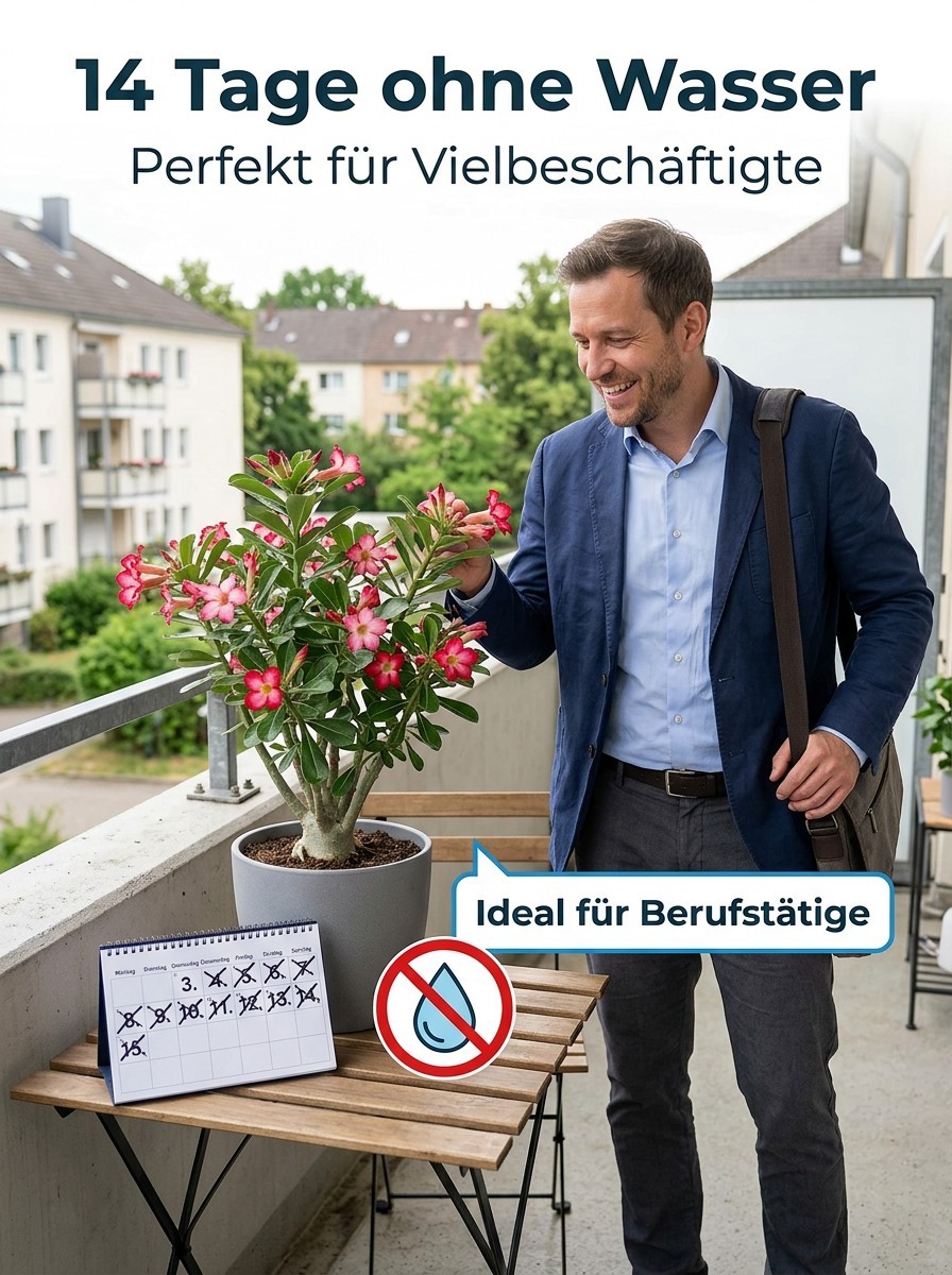 【25 Tage bis zur Blüte】Wüstenrose Knolle mit Trieb 🌺 | -20°C bis 40°C Extrem Robust | 300 Tage Dauerblüher | 100 Jahre Lebensdauer | Mit 100% Anwachsgarantie