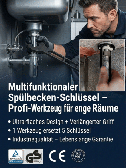 【Kein Werkzeugwechsel nötig】Mehrzweck-Waschbecken-Schlüssel | Lösen Sie Probleme in 3 Minuten statt 3 Stunden‼️