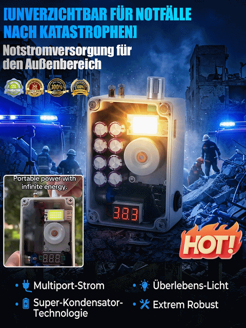 🌟3-in-1 Funktion: Beleuchtung + Powerbank + Feuerzeug. [Unverzichtbar für Notfälle nach Katastrophen] Notstromversorgung für den Außenbereich