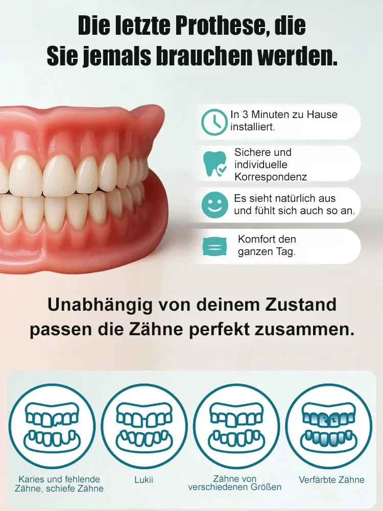 [Perfekte Passform ohne Zahnarzt] Vollfunktions-Zahnprothesen | Revolutionäre DIY-Passform in nur wenigen Minuten