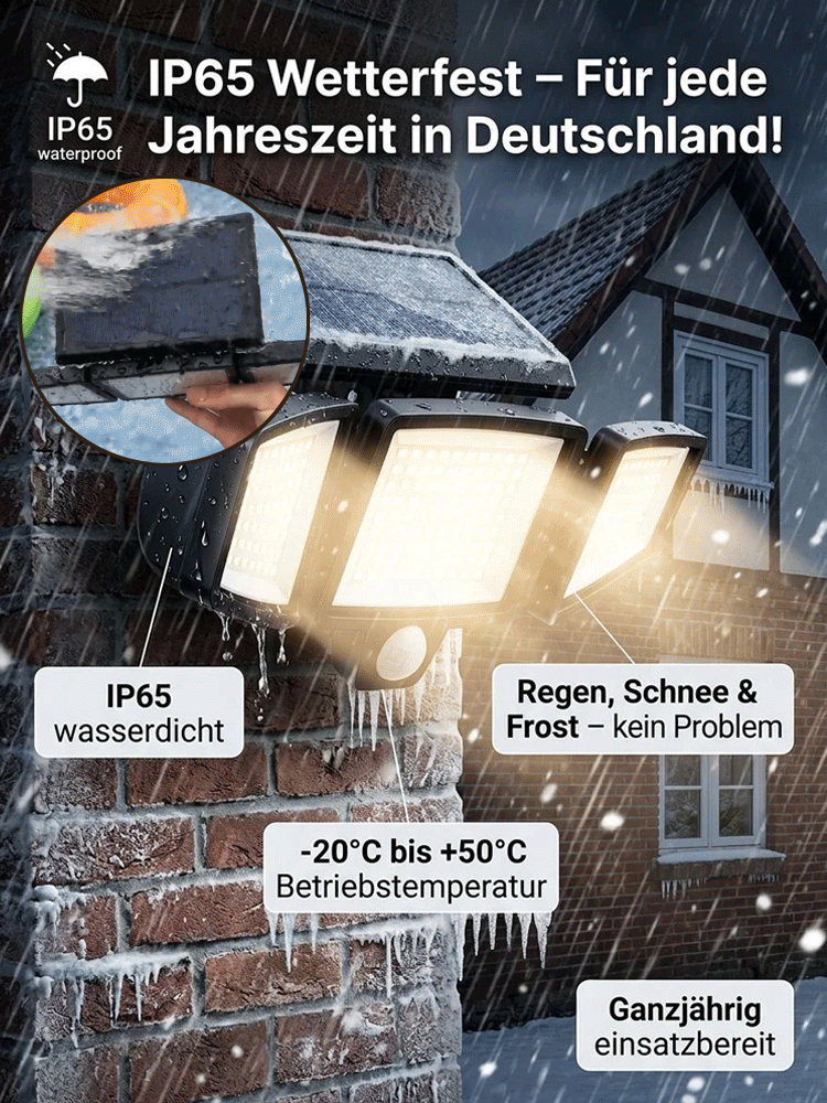 100% Kabellos & Kostenfrei: Sparen Sie sich jeden Cent Stromkosten! Solar-Wandleuchte für den Hof