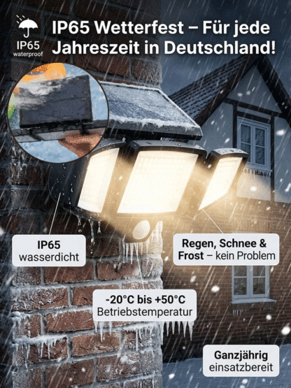 100% Kabellos & Kostenfrei: Sparen Sie sich jeden Cent Stromkosten! Solar-Wandleuchte für den Hof