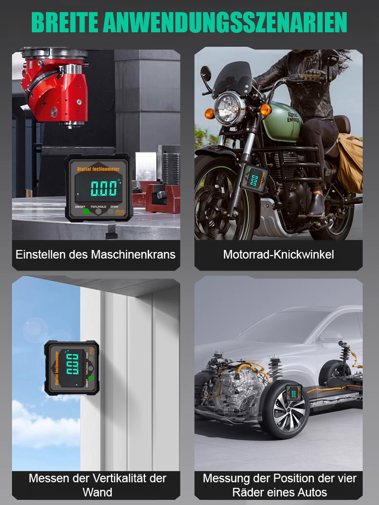 【Wasserwaage + Winkelmesser + Positionierer】Stark magnetisches digitales Neigungsmessgerät Winkelmessgerät