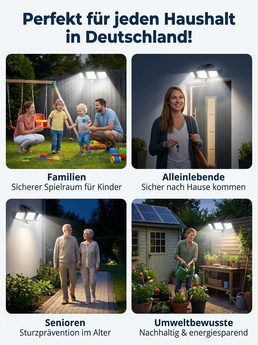100% Kabellos & Kostenfrei: Sparen Sie sich jeden Cent Stromkosten! Solar-Wandleuchte für den Hof