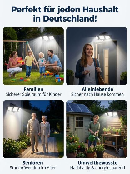 100% Kabellos & Kostenfrei: Sparen Sie sich jeden Cent Stromkosten! Solar-Wandleuchte für den Hof